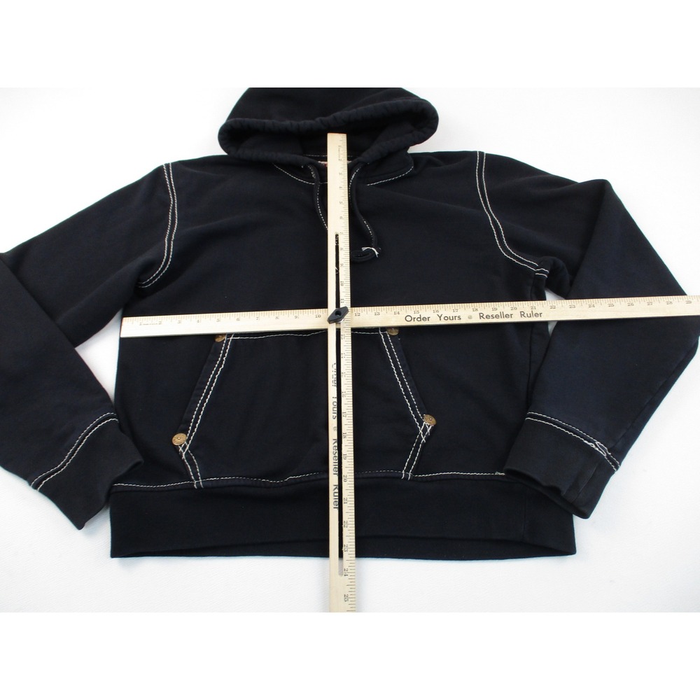 True‎ Religion Hoodie Mens XL Black Big T Pullover Contrast Stitch Utility - Picture 7 of 12